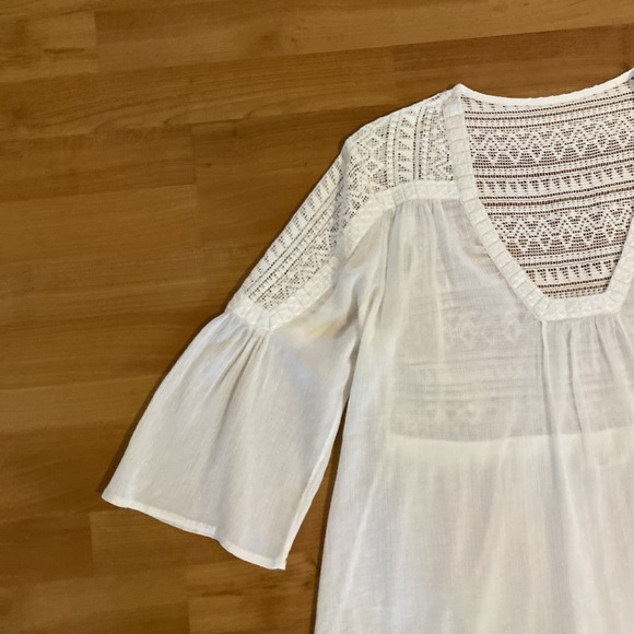 Fat Face Beachwear 100% Cotton Boho Popover Peasant Gauze White Top‎ -Size 10 - Picture 10 of 16